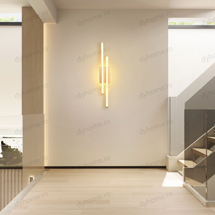 Plafoniera LED 2 linii design Auriu, 3 tipuri de lumin, 44W [5]