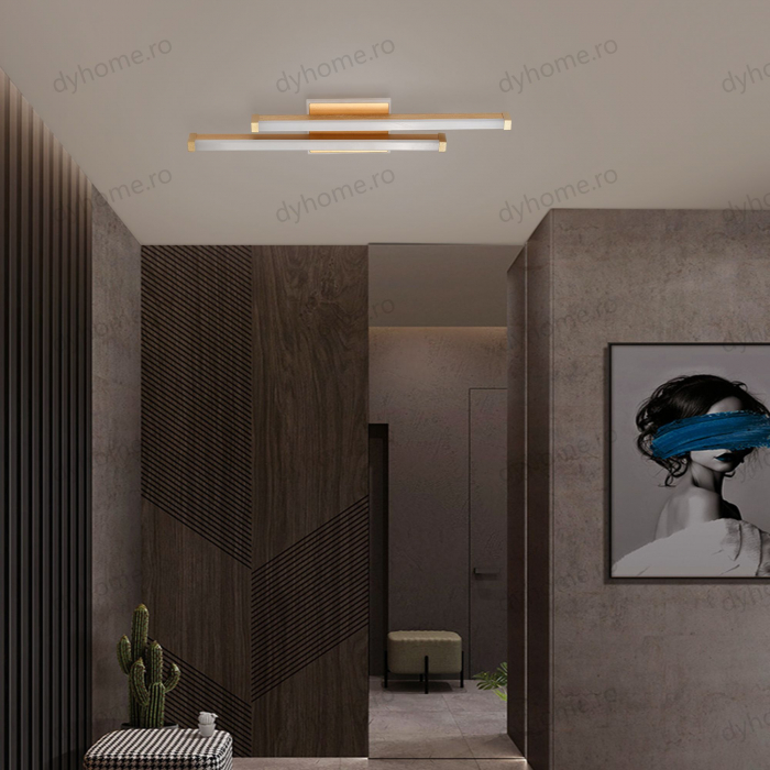Plafoniera LED 2 linii design Auriu, 3 tipuri de lumin, 44W [8]