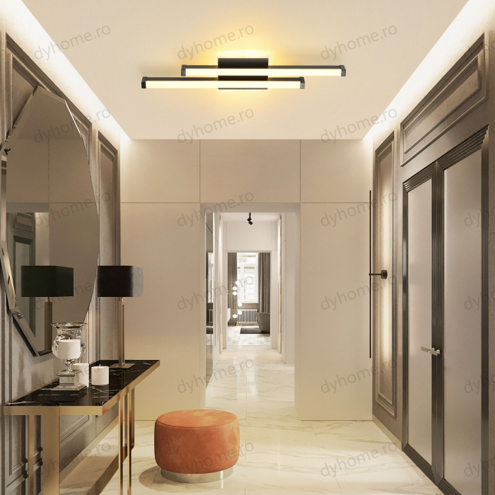 Plafoniera LED 2 linii design negru, 3 tipuri de lumin, 44W [6]