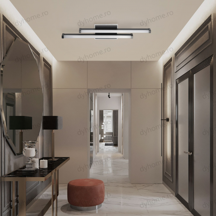 Plafoniera LED 2 linii design negru, 3 tipuri de lumin, 44W [8]