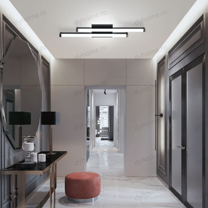 Plafoniera LED 2 linii design negru, 3 tipuri de lumin, 44W [1]