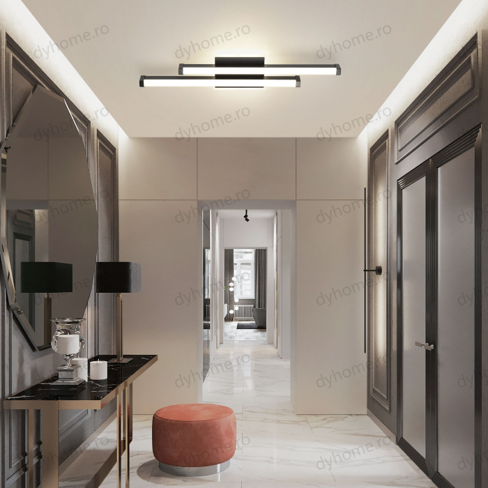 Plafoniera LED 2 linii design negru, 3 tipuri de lumin, 44W [4]