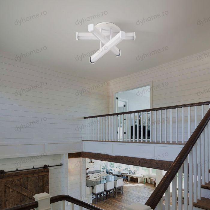 Plafoniera LED 3 linii design Alb, 3 tipuri de lumina, 52W [4]