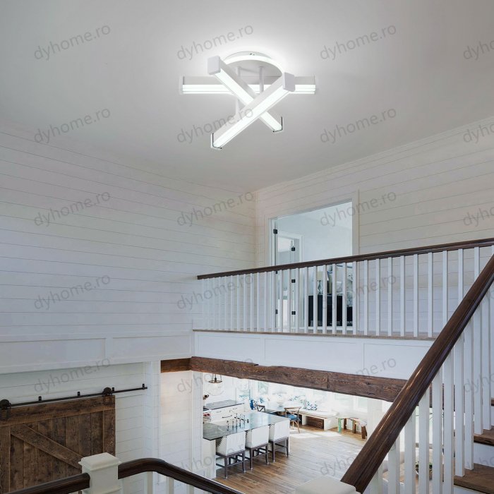 Plafoniera LED 3 linii design Alb, 3 tipuri de lumina, 52W [1]