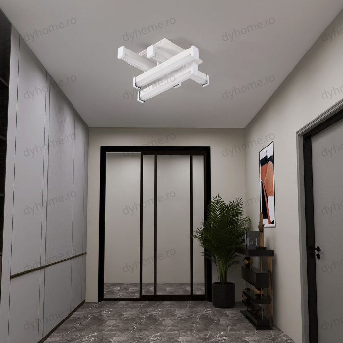 Plafoniera LED 4 linii design Alb, 3 tipuri de lumina, 62W [4]