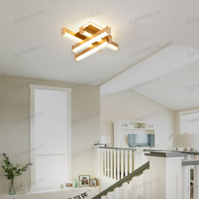 Plafoniera LED 4 linii design Auriu, 3 tipuri de lumina, 62W [2]
