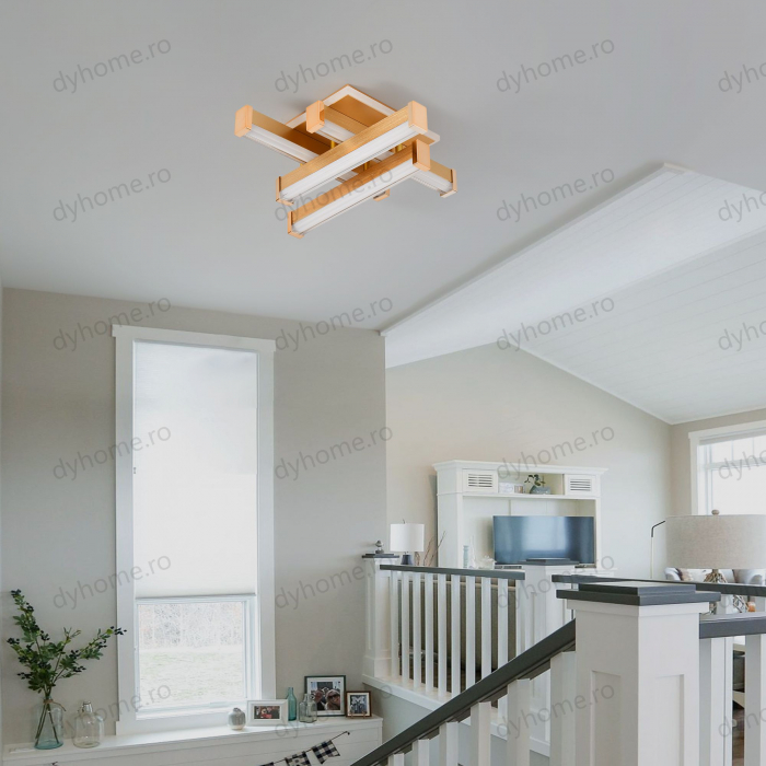 Plafoniera LED 4 linii design Auriu, 3 tipuri de lumina, 62W [4]