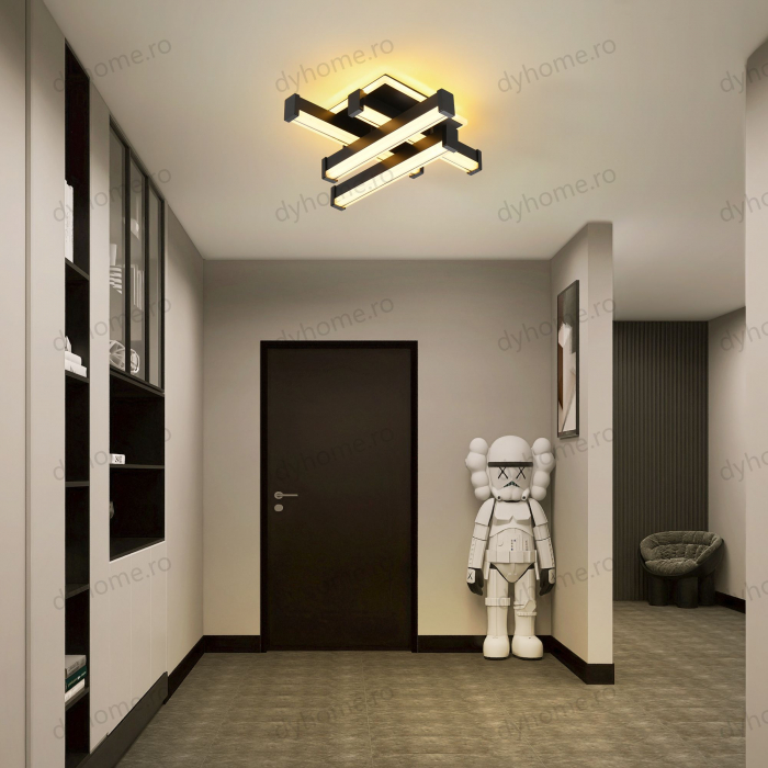 Plafoniera LED 4 linii design Negru, 3 tipuri de lumina, 62W [3]