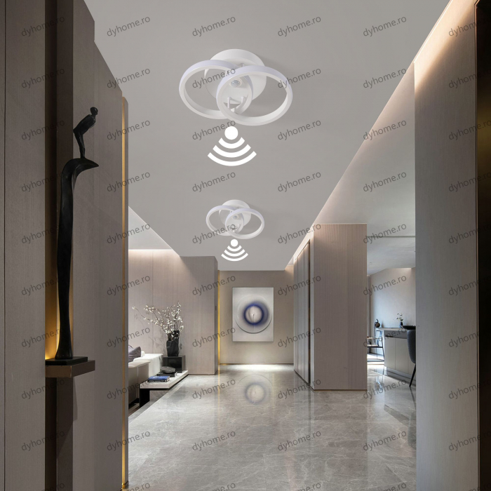Plafoniera LED circular design alb cu senzor, 22W [1]