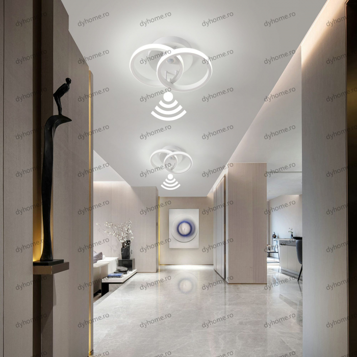 Plafoniera LED circular design alb cu senzor, 22W [2]