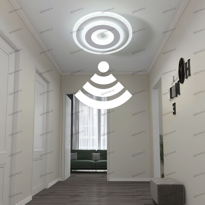 Plafoniera LED circular design alb cu senzor, 22W [1]