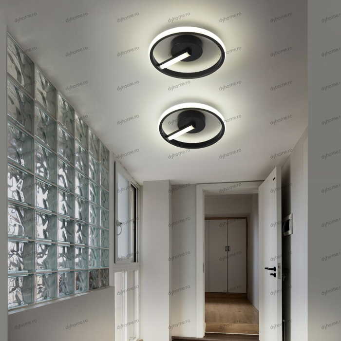 Plafoniera LED circular design negru, 3 tipuri de lumina, 32W [1]