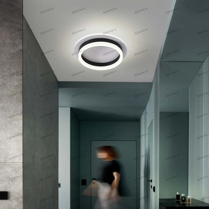 Plafoniera LED circular design negru, 3 tipuri de lumina, 50W [1]