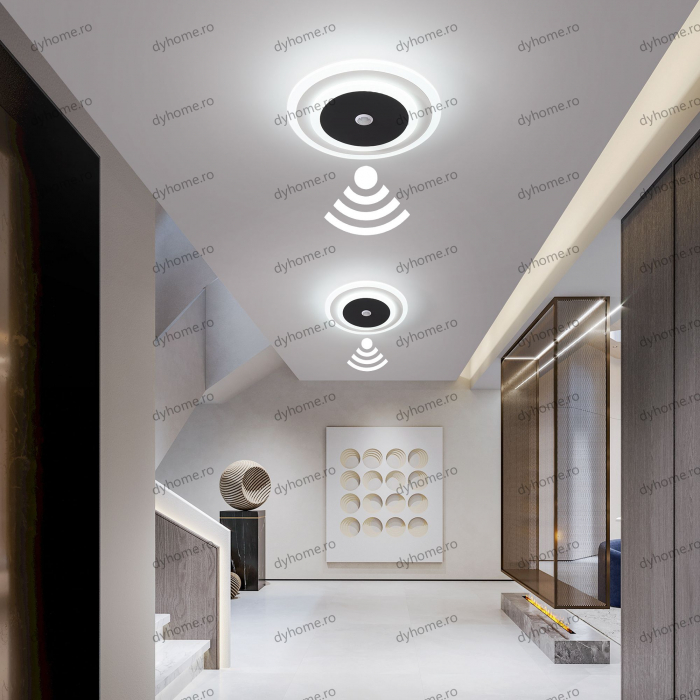 Plafoniera LED circular design negru cu senzor, 24W [2]