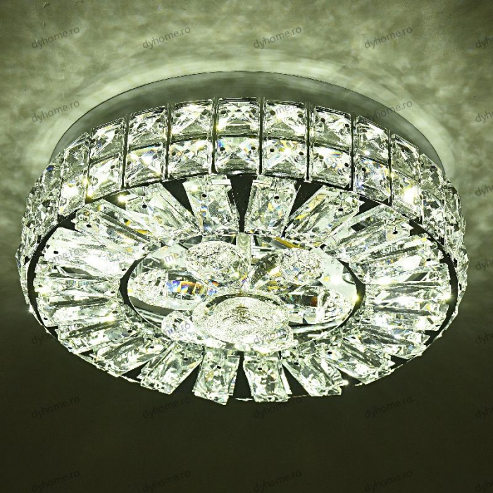 Plafoniera LED cristal circular design, 3 tipuri de lumina, 48W [1]