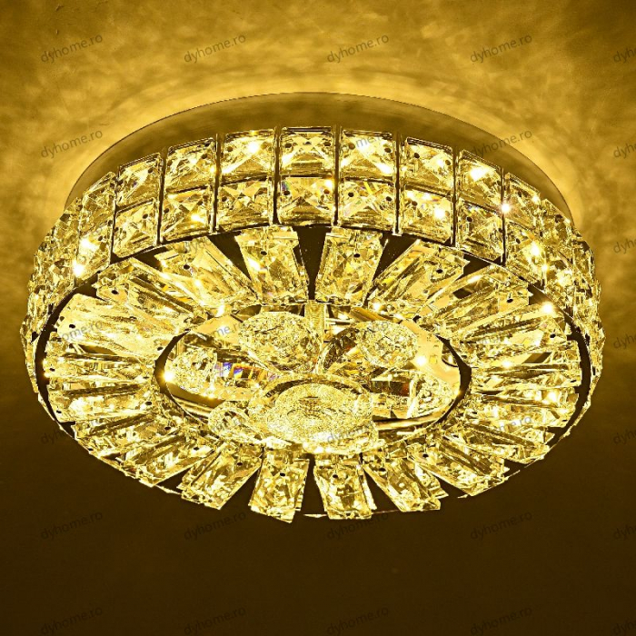 Plafoniera LED cristal circular design, 3 tipuri de lumina, 48W [2]