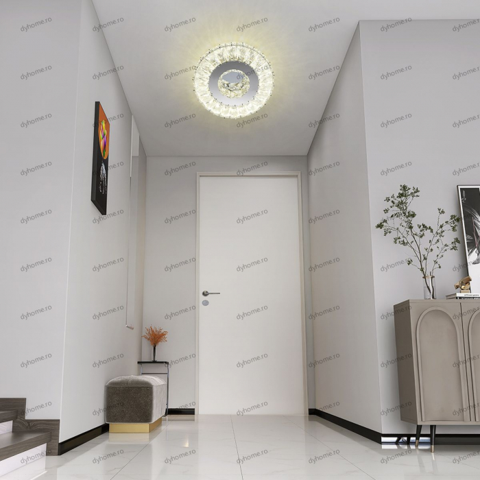 Plafoniera LED cristal circular design, 3 tipuri de lumina, 56W [2]