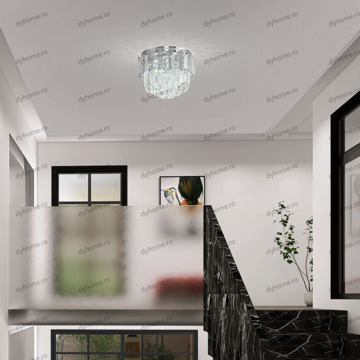 Plafoniera LED cristal circular design argint Diametru 300 mm, 3 tipuri de lumina, 48W [2]