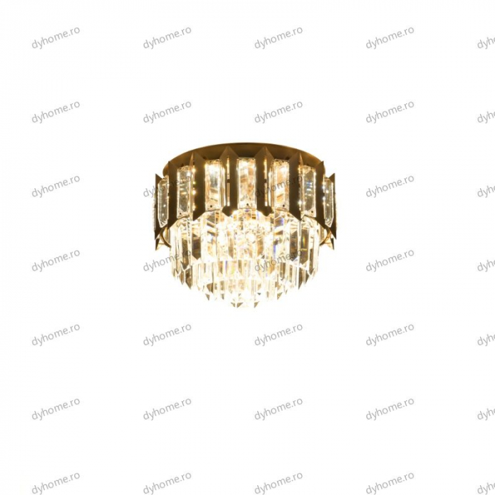 Plafoniera LED cristal circular design auriu Diametru 300 mm, 3 tipuri de lumina, 48W [4]