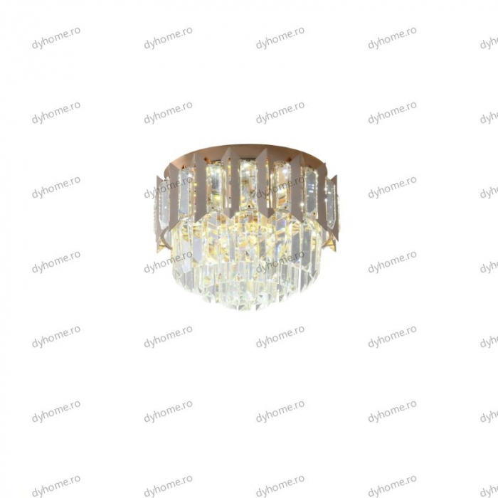 Plafoniera LED cristal circular design auriu Diametru 300 mm, 3 tipuri de lumina, 48W [5]