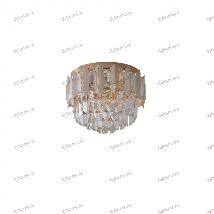 Plafoniera LED cristal circular design auriu Diametru 300 mm, 3 tipuri de lumina, 48W [2]
