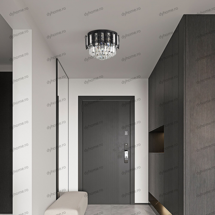 Plafoniera LED cristal circular design negru Diametru 300 mm, 3 tipuri de lumina, 48W [1]