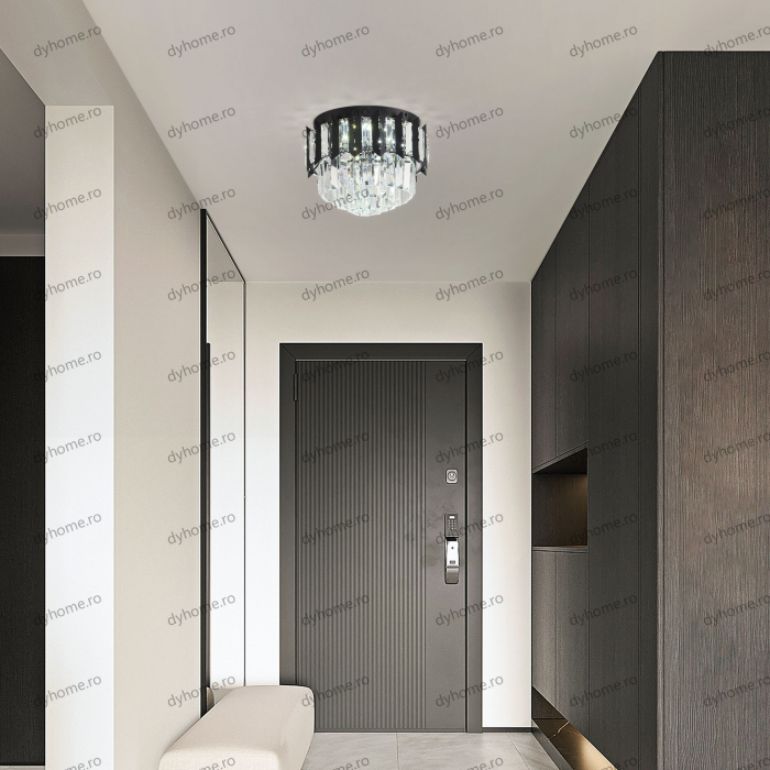Plafoniera LED cristal circular design negru Diametru 300 mm, 3 tipuri de lumina, 48W [2]
