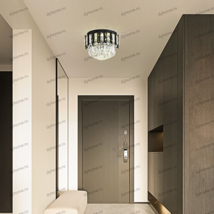 Plafoniera LED cristal circular design negru Diametru 300 mm, 3 tipuri de lumina, 48W [3]