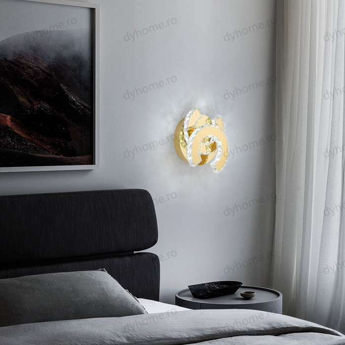 Plafoniera LED cristal letter C design Auriu, 3 tipuri de lumina, 32W [1]