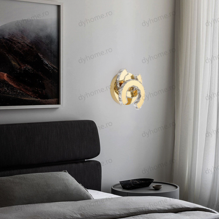 Plafoniera LED cristal letter C design Auriu, 3 tipuri de lumina, 32W [4]