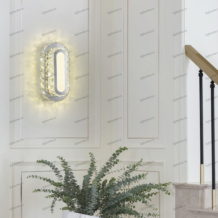 Plafoniera LED cristal oval design, 3 tipuri de lumina, 72W [3]