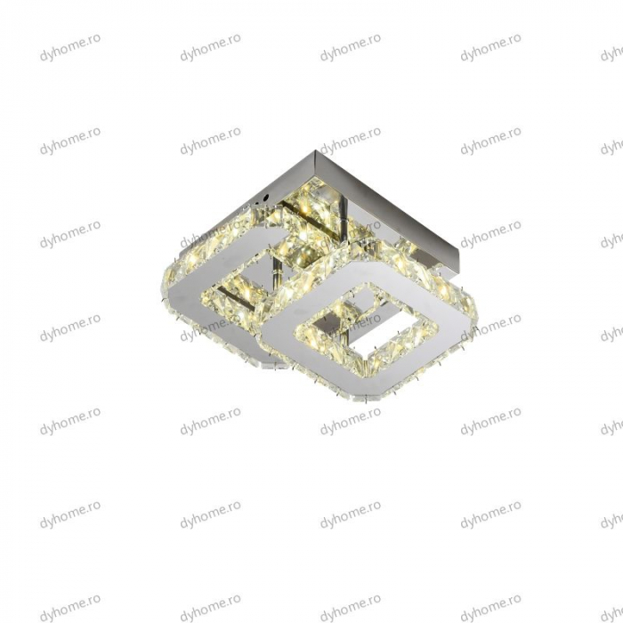 Plafoniera LED cristal partrat design, 3 tipuri de lumina, 32W [4]