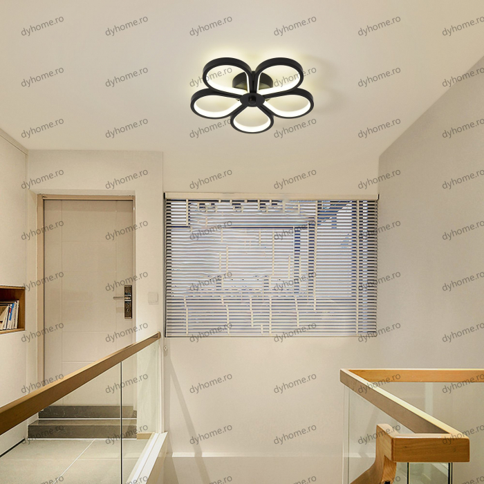 Plafoniera LED flori design negru, 3 tipuri de lumina, 72W [3]