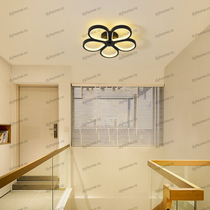 Plafoniera LED flori design negru, 3 tipuri de lumina, 72W [4]
