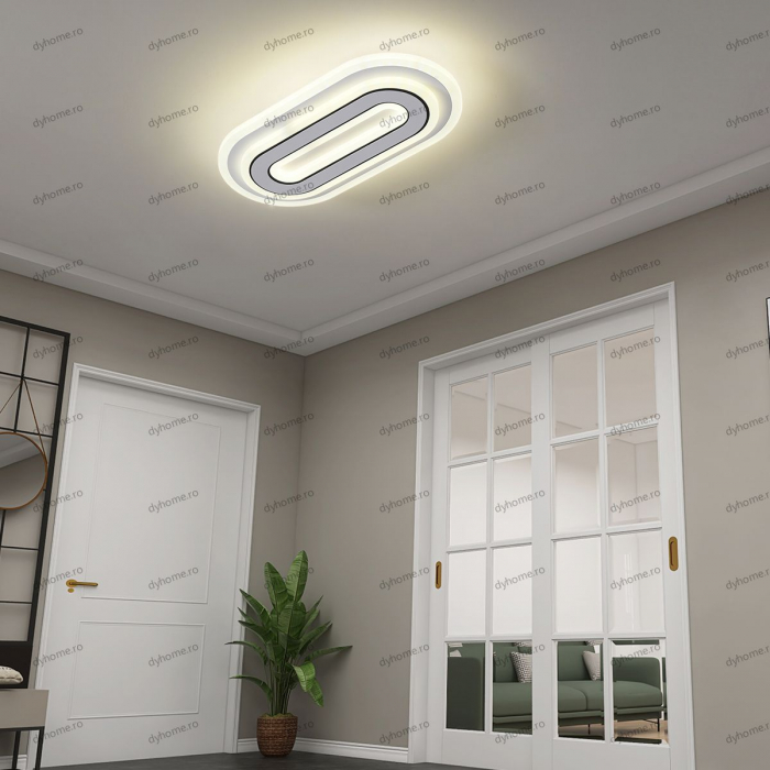 Plafoniera LED oval design  alb, 3 tipuri de lumina, 66W [1]