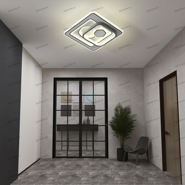 Plafoniera LED partrat design alb, 3 tipuri de lumina, 104W [1]