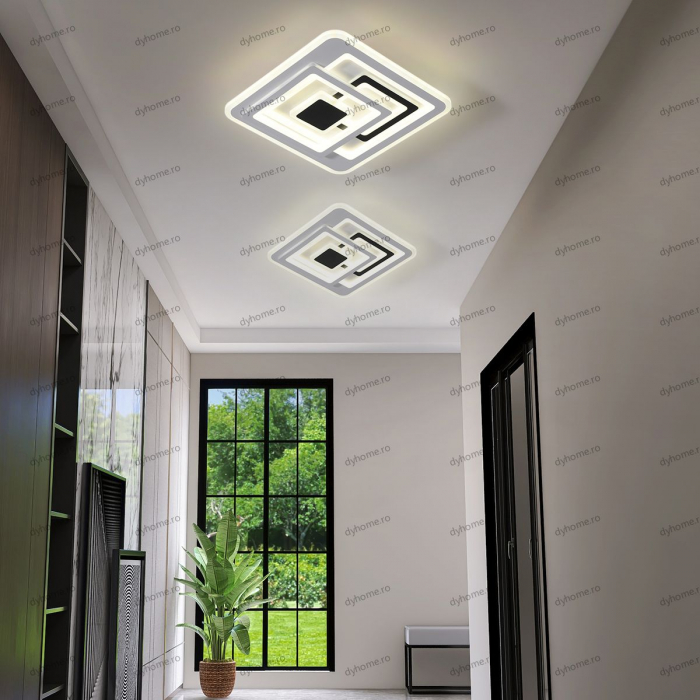 Plafoniera LED partrat design alb, 3 tipuri de lumina, 128W [1]