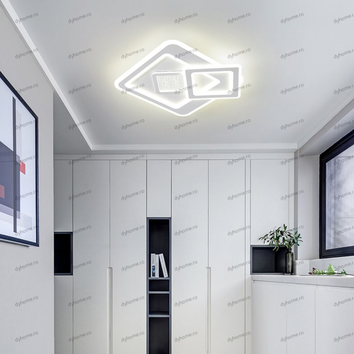 Plafoniera LED partrat design alb, 3 tipuri de lumina, 134W [1]