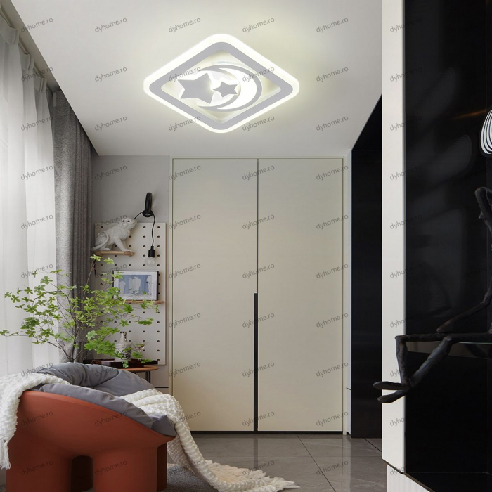 Plafoniera LED partrat design alb, 3 tipuri de lumina, 78W [2]