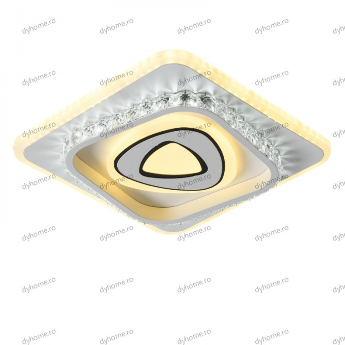 Plafoniera LED partrat design alb, 3 tipuri de lumina, 80W [2]