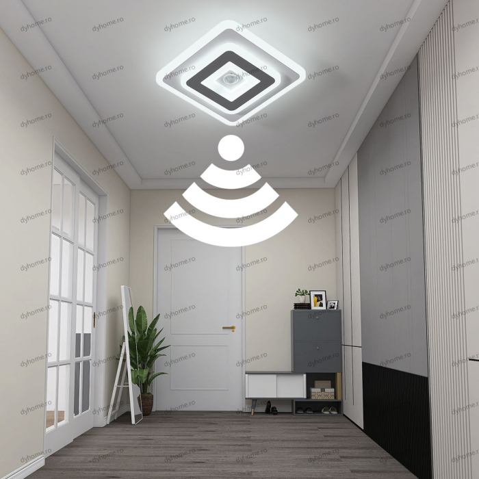 Plafoniera LED partrat design alb cu senzor, 28W [1]