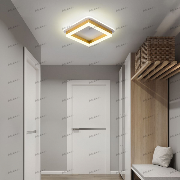Plafoniera LED partrat design auriu, 3 tipuri de lumina, 64W [1]