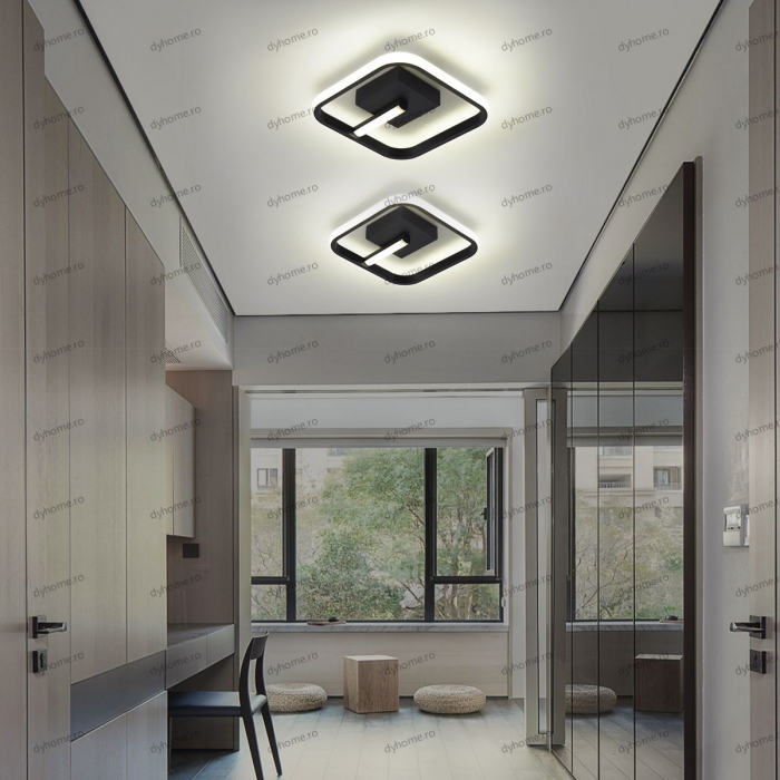 Plafoniera LED partrat design negru, 3 tipuri de lumina, 36W [1]