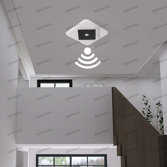 Plafoniera LED partrat design negru cu senzor, 30W [1]