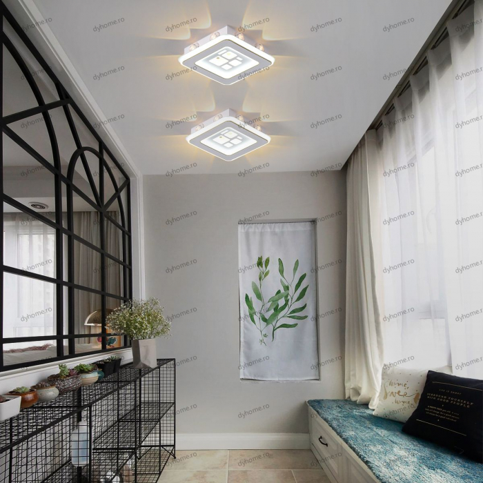 Plafoniera LED patrat design alb, 3 tipuri de lumina, 76W [1]