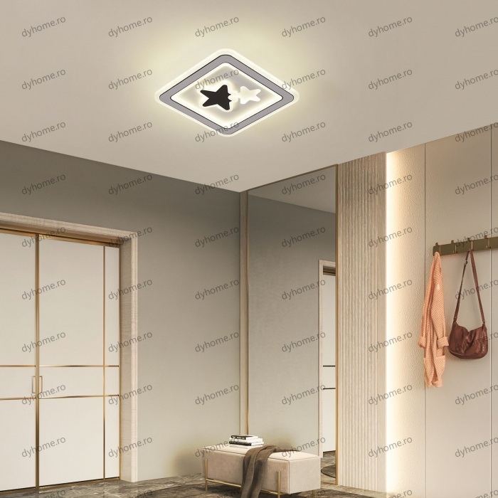 Plafoniera LED patrat design alb , 3 tipuri de lumina, 98W [3]