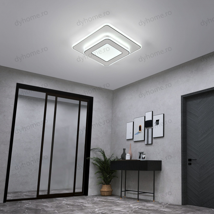 Plafoniera LED patrat design Alb, 3 tipuri de lumina, 120W [1]