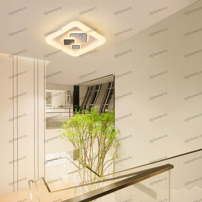 Plafoniera LED patrat design alb, 3 tipuri de lumina, 88W [4]