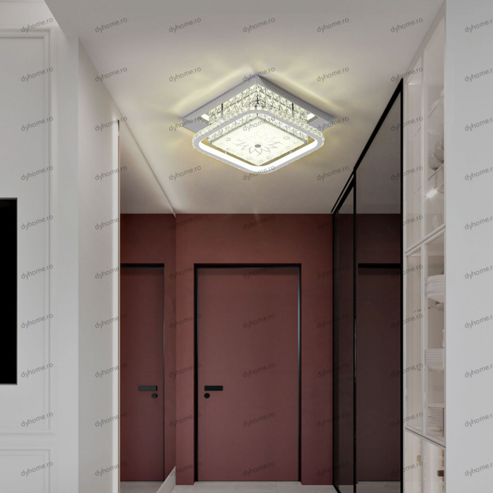 Plafoniera LED patrat design argint, 3 tipuri de lumina, 60W [1]