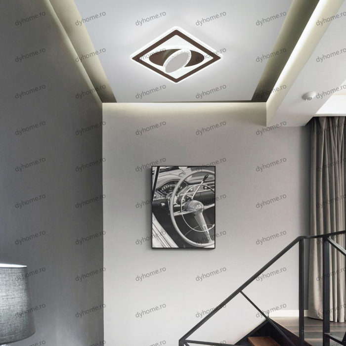 Plafoniera LED patrat design maro, 3 tipuri de lumina, 86W [2]
